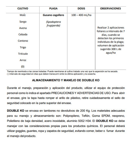 Double Ko Benzoato De Emamectina Gusano Cogollero 1l