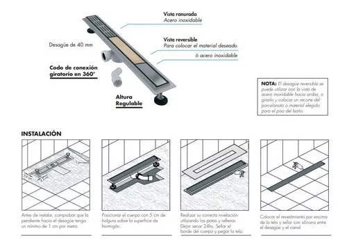 Rejilla para desagüe  𝐂𝐨𝐧 𝐥𝐚 𝐢𝐧𝐬𝐭𝐚𝐥𝐚𝐜𝐢𝐨́𝐧 𝐝𝐞