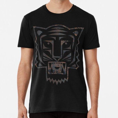 Remera Tigre Cabeza Enojada. Diseño De Tatuaje Negro. Estilo