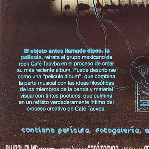Café Tacvba El Objeto Antes Llamado Disco La Película Dvd