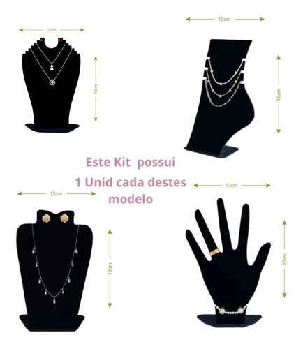 Imagem 3 de 7 de Expositor Bustos Anel Colar Tornozeleira Brincos Kit 24pç