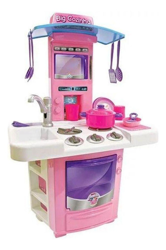 Cozinha Infantil Rosa Completa Com Pia Fogão Forno Sai Água
