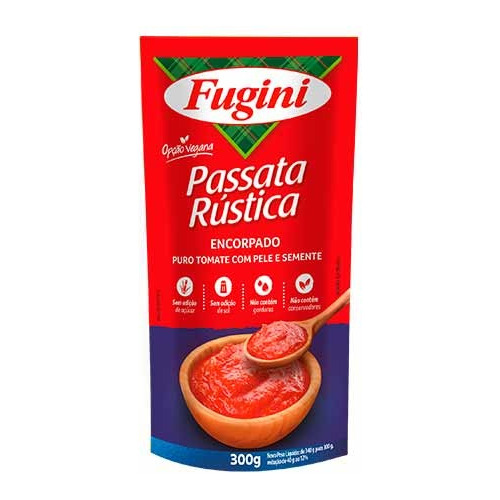 10un Molho De Tomate Passata Rústica Fugini 300g S/ Glúten