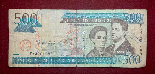 Billete 500 Pesos Oro República Dominicana 2006 Pick 179 A