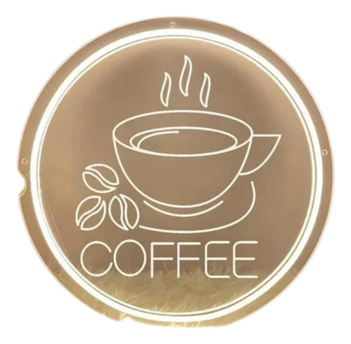 Letrero Led Neón Cafe Coffee Taza Cafeteria Circular Luminos