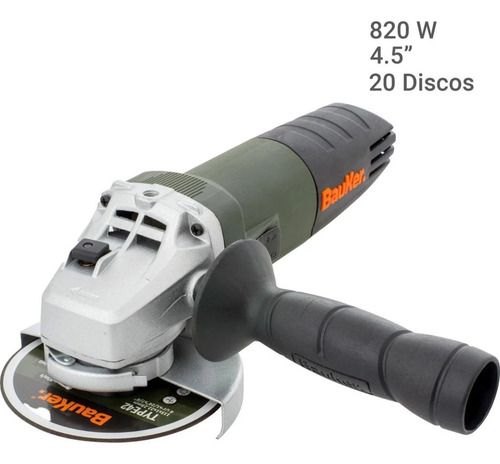 Esmeril Angular Bauker Con Maleta 4,5 820w + 20 Discos