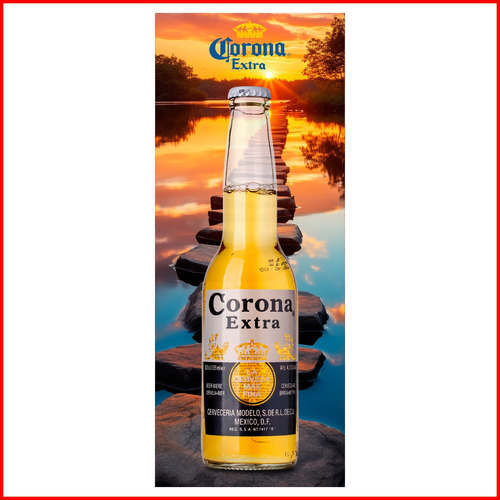 Vinil Decorativo Cerveza Corona Lago Piedras - 250x100cm