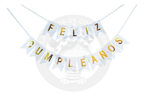 Banderin Feliz Cumpleaños Banner Blanco Guirnalda Letras