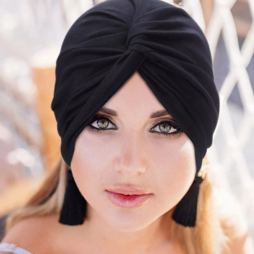 4 Turbantes Gorros Dama Mujer Oncológicos Quimio Alopecia Negro Y Azul Marino Y Gris Y Caqui