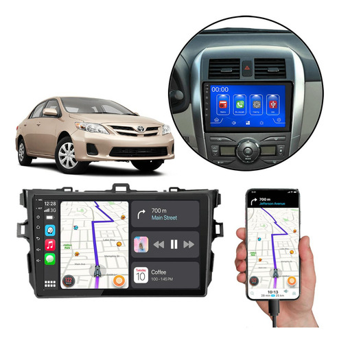 Kit Multimidia 9pol Carplay Corolla 2009 2010 2011 12 13 14 Cor Grafite