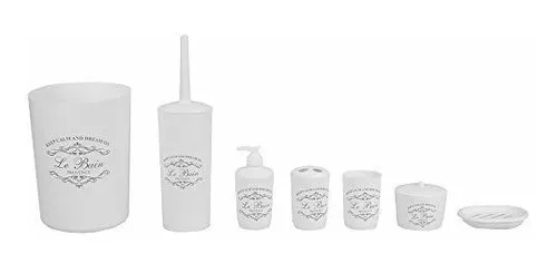 Home Basics Paris Collection - Juego de accesorios de baño de 4 piezas con  dispensador de jabón, soporte para cepillos de dientes, vaso y jabonera