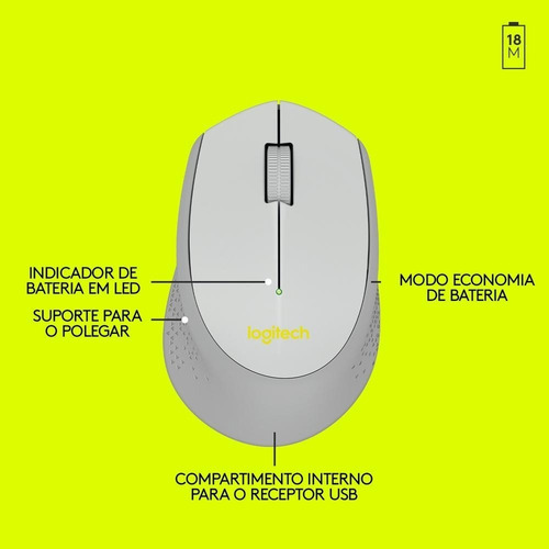 Mouse Sem Fio M280 Cinza Logitech