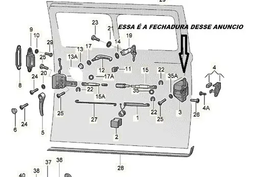 Fechadura Central Porta Corrediça Kombi Original 211843604j