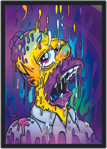 Quadro Desenho Homer Simpsons Abstrato Com Moldura G01