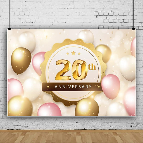 Telón De Fiesta De Aniversario 2.44x1.83m Con Globos De Oro