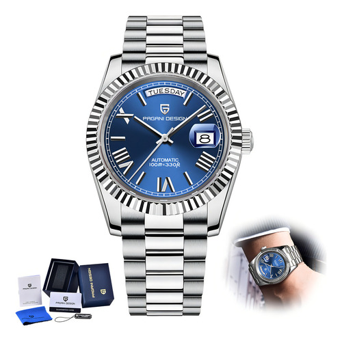 Pagani Design Reloj Hombre Automatico Mecanico Nh36a 1783 Fondo Azul