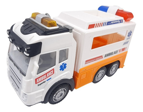 Camión Ambulancia De Juguete Con Luces Y Sonido 20 Cm