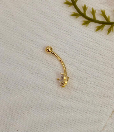 Piercing Intimo Genitál Umbigo Rook Coração Aço Cirúrgico Cor Borboleta Delicada Dourada