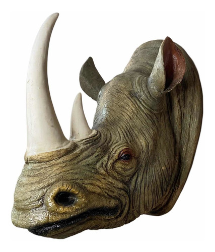 Cabeza Rinoceronte Decorativa De Resina Para Pared Escultura