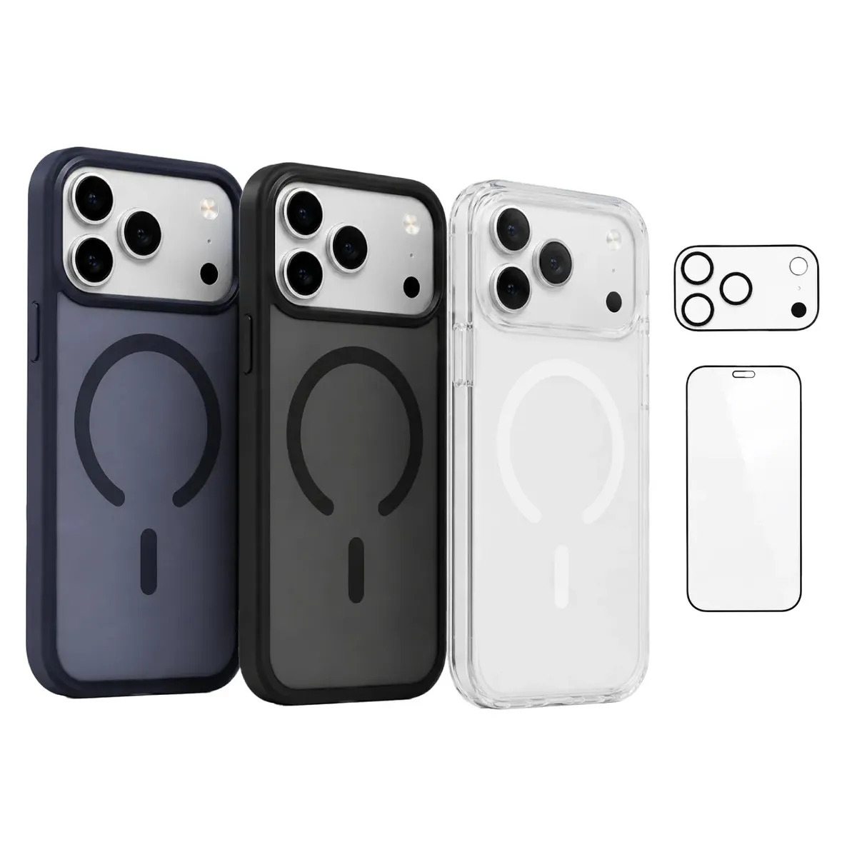 Carcasa Para iPhone 17 Pro Magsafe Set 3 Premium Linkon + Protector Pantalla - Negro Black