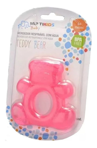 Mordedor Multikids Baby Com Água Teddy Bear Rosa Bebê Morder