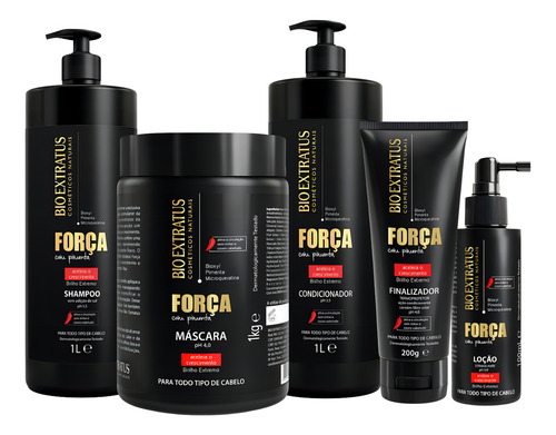 Bio Extratus Força Com Pimenta Kit 5 Produtos 1 L Completo