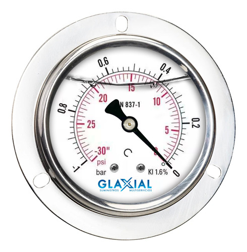 Reloj Manómetro Glicerina -30 A 0 De Vacío Conector Atrás