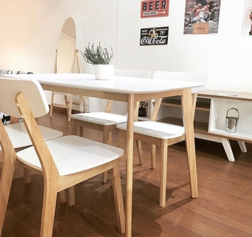 Mesa De Comedor Madera Laqueada Norway Tulip 120 Cm Blanca