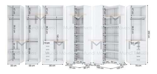 Kit Closet Com Cabideiros E Gavetreiro A 2,50 M390.b