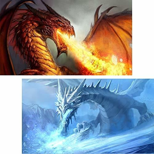 Yomiie 5d Diamond Painting Fire & Ice Dragon Full Drill By N