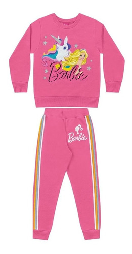 Conjunto Infantil Moletom Menina Blusão E Calça Barbie