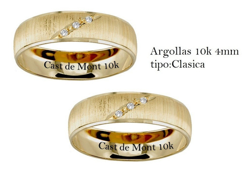 Argollas De Matrimonio 4mm Circonia Clasica Anillo Boda10k