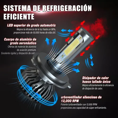 St Accesorios Para 9003 H4 Faro Led Luz Baja Alta 6000k Luz