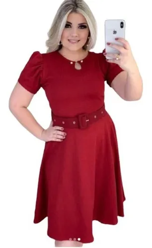 Vestido suede rodado midi feminino on sale moda evangélica social