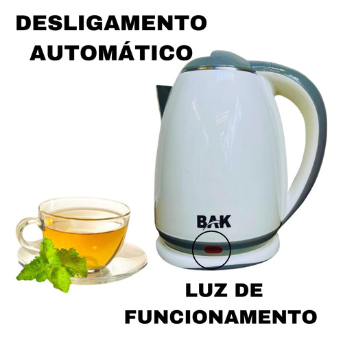 Chaleira Elétrica Plástica 110v E 220v Prática Bak 1.8l