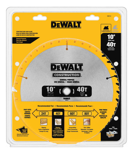 Disco De Sierra Ingletadora Dewalt 40 Dientes 10 Pulgadas