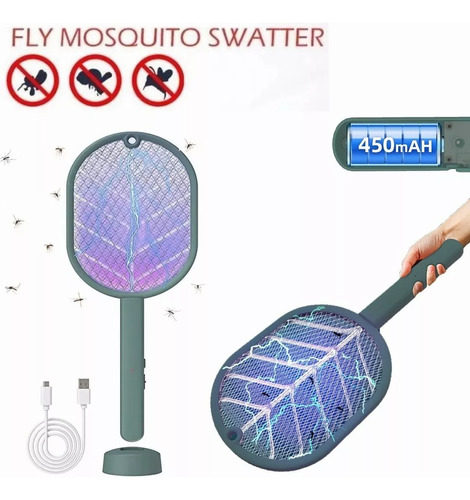 Raqueta 2 En 1 Matamoscas Lámpara De Mosquitos Recargable