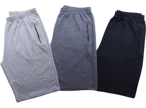 Kit 3 Shorts Bermuda Moletom Masculina Plus Size G1 G2 G3 G4