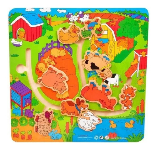 Puzzle Didáctica Juguete De Madera Granja Educativa Infantil