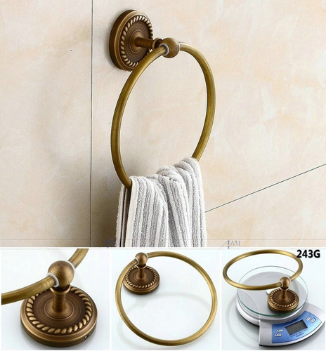 Pendurador Toalha Rosto Vintage Bronze Antigo Argola