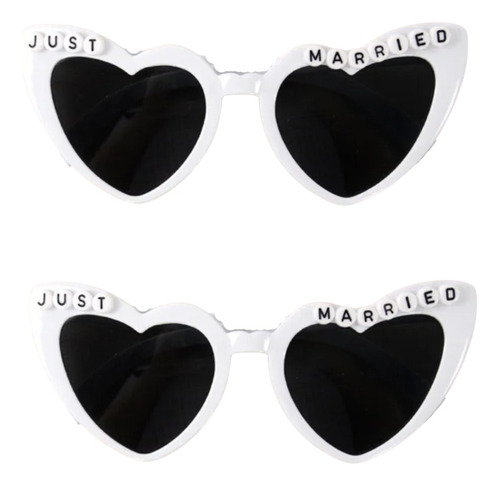 Lentes Blancos Just Married Para Boda Novias Happening X2