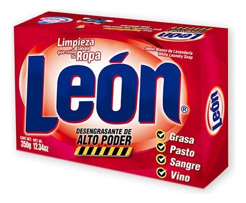 Caja Jabón León Alto Poder Rojo 350gr (20pz) Cja350