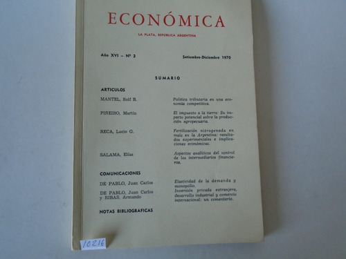 Económica - La Plata - Año X V I N° 3 - Set. / Dic. 1970