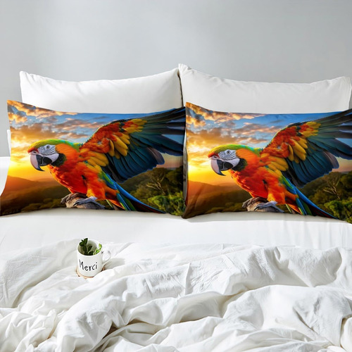 Erosebridal Funda De Edredón De Loro, Juego De Cama Lindo De