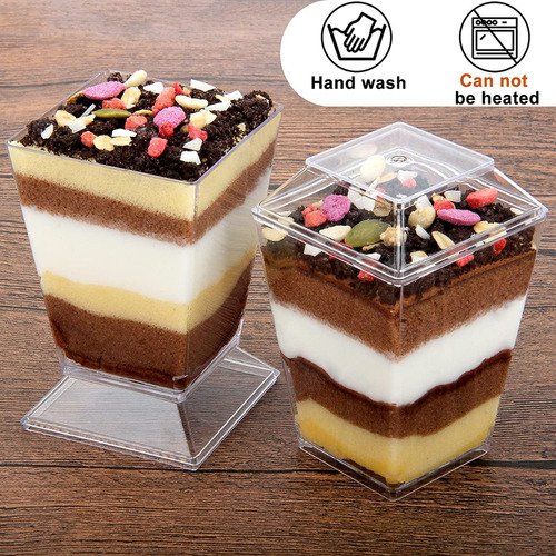 Mini Vasos Postres Mesa Snacks Exibicion 100pz Cuchara 5.4oz