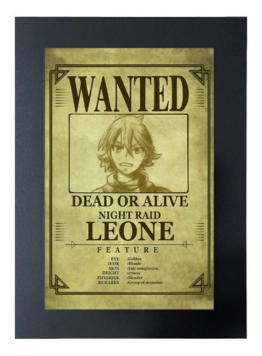 Cuadro De Se Busca Akame Ga Kill Leone