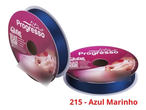 Fita Cetim Nº5 22 Mm Rolo Com 50 Metros Progresso Cor 215 - Azul Marinho
