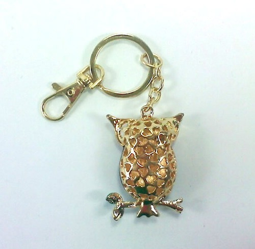 Imagem 2 de 3 de Chaveiro Coruja Dourada Com Strass Novo