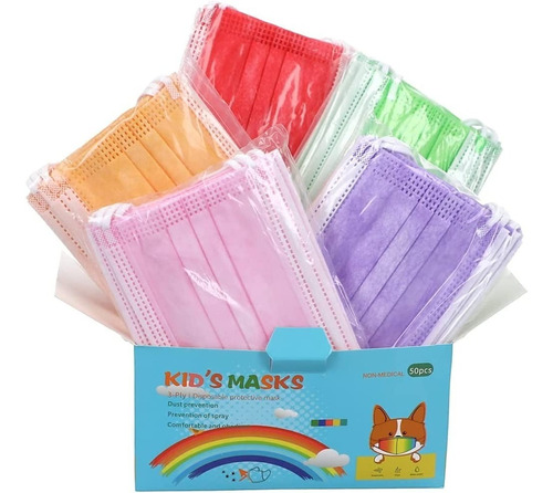 100 Cubrebocas Tricapa Infantil - Ajr - Colores - Unisex