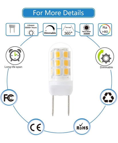 Bombillas Led G8, 24 X 2835 Smd Led, 35 W Halógena De Repues